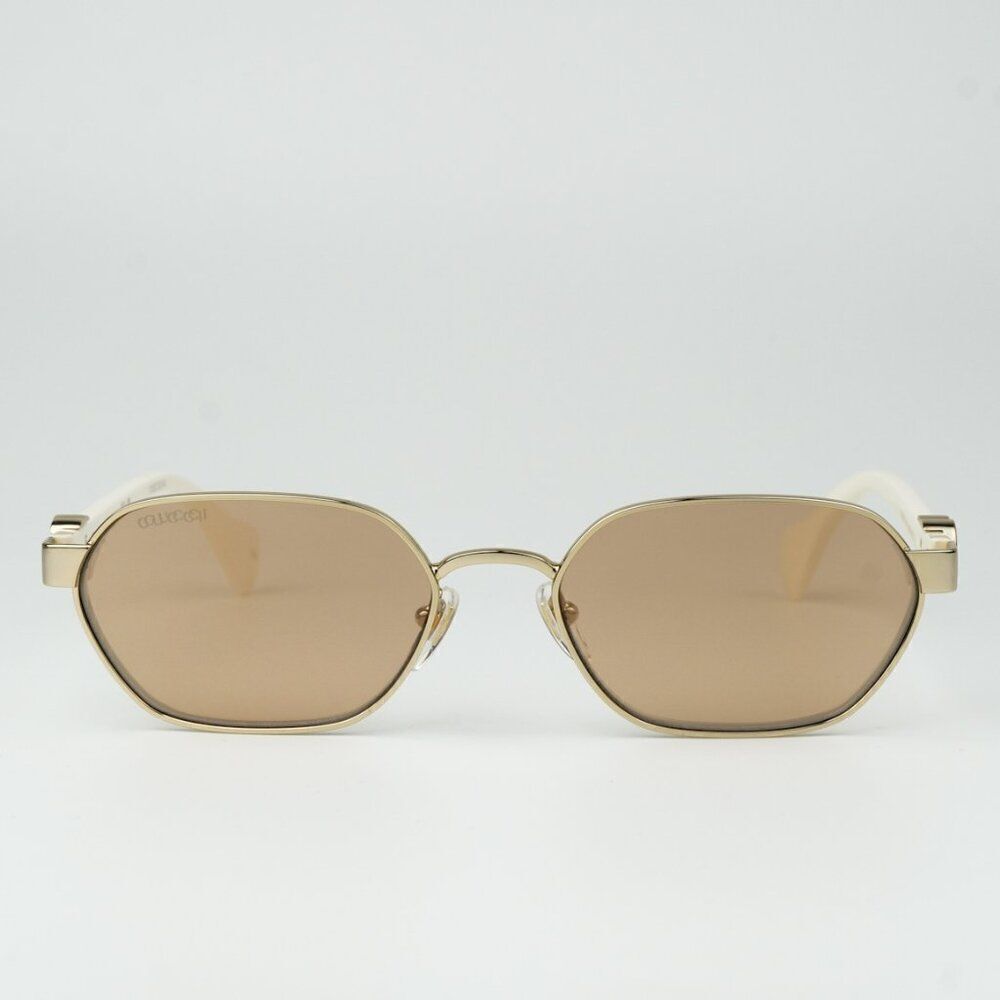 NEW Gucci GG1593S 002 Gold Ivory Pink Geometric Unisex Sunglasses GG 1593S